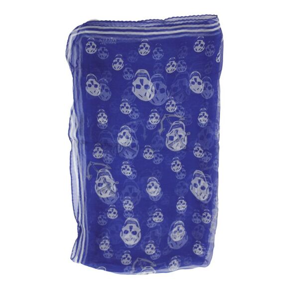 Alexander McQueen Accessories - Alexander McQueen Womens Silk Chiffon Skull Pattern Scarf Blue 47.2 x 41 In